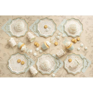 Blommiga Papperstallrikar Beige