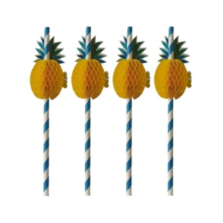 Ananas Papperssugrör Blå/Vit