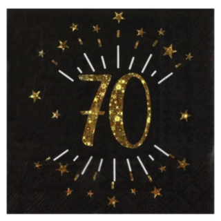 70 År Servetter Guld/Svart
