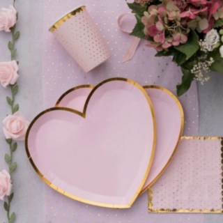 Hjärtformade Papptallrikar Rosa