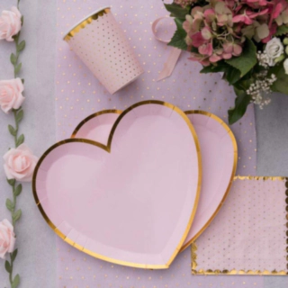 Hjärtformade Papptallrikar Rosa