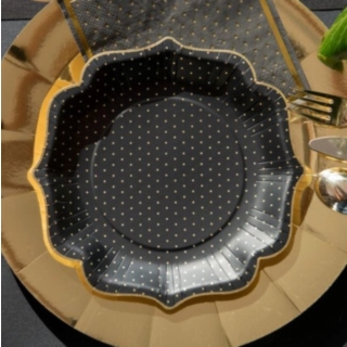 Prickiga Papptallrikar Svart/Guld