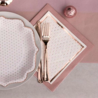 Prickiga Servetter Vit/Roséguld