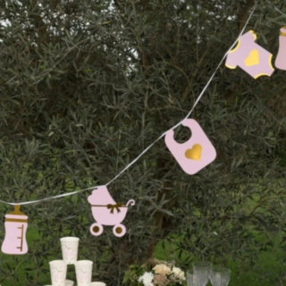 Babyshower Girlang Rosa/Guld