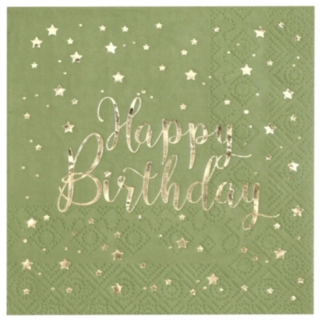 Happy Birthday Servetter Olivgrön