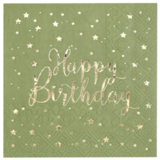 Happy Birthday Servetter Olivgrön