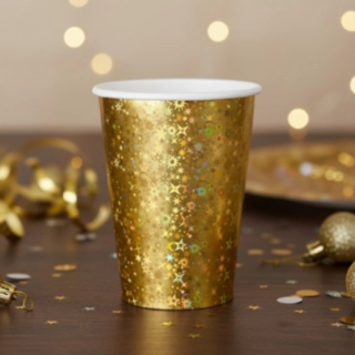 Glittrande Pappmugg Guld
