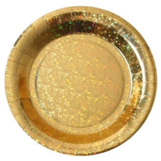 Glittrande Papptallrik Guld