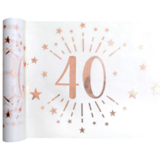 40 År Bordslöpare Vit/Roséguld