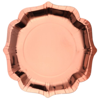Glänsande Scallop Papperstallrikar Roséguld