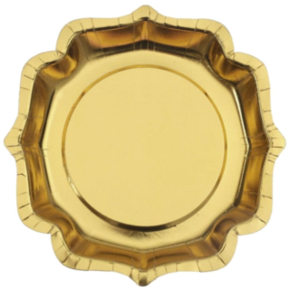Glänsande Scallop Papperstallrikar Guld