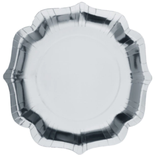 Glänsande Scallop Papperstallrikar Silver