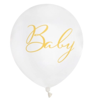 Baby Latexballonger Vit/Guld