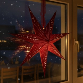 Glimmer LED Julstjärna Röd Velour