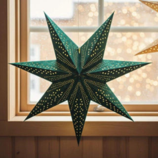 Glimmer LED Julstjärna Grön Velour