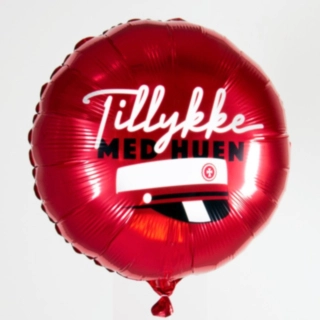 Rund Tillykke Med Huen Folieballong Röd
