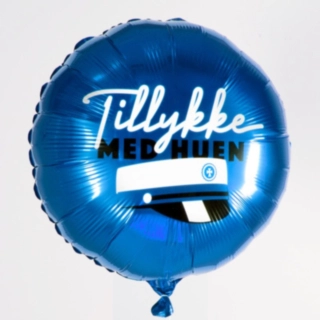 Rund Tillykke Med Huen Folieballong Blå