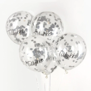Tillykke Konfettiballonger Silver