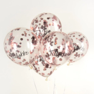 Tillykke Konfettiballonger Roséguld
