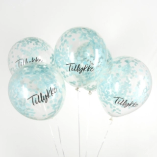 Tillykke Konfettiballonger Ljusblå
