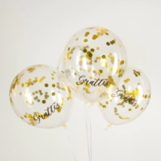 Grattis Konfettiballonger Guld