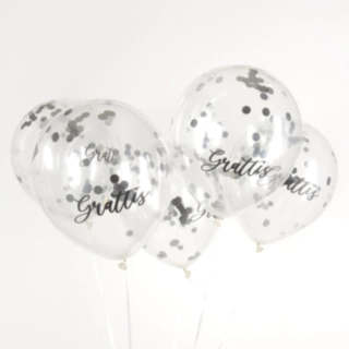 Grattis Konfettiballonger Silver