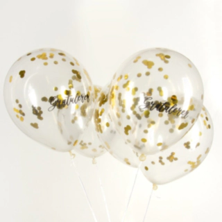 Gratulerer Konfettiballonger Guld