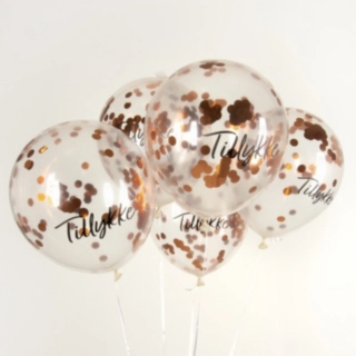 Tillykke Konfettiballonger Koppar