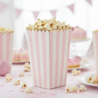 Randiga Popcornbägare Rosa/Vit