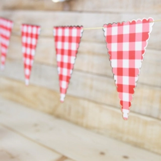 Rutig Picknick Girlang Röd/Vit