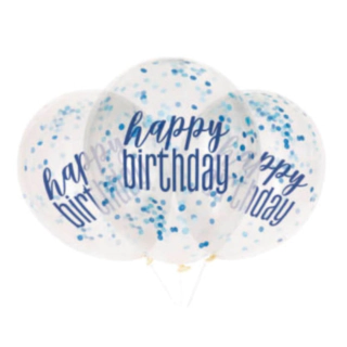 Happy Birthday Konfettiballonger Blå