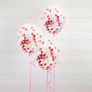 Röda Hjärtan Konfetti Ballonger