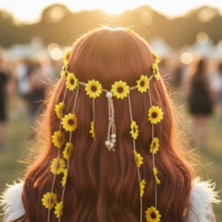 Hippie Solros Hårblommor Gul