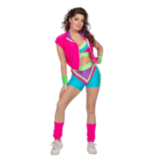 80-tal Aerobic Maskeraddräkt Neon