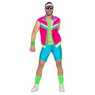 80-tal Aerobic Set Maskeraddräkt Neon