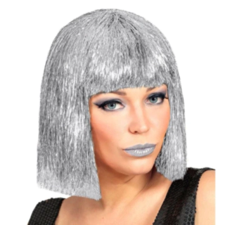Glittrande Pageperuk Silver