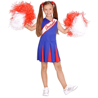 Cheerleader Blå/Röd Barndräkt