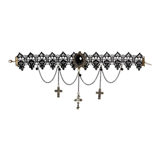 Gotiskt Choker Kors Pärlor