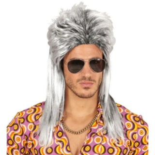 80-tal Rockstar Mullet Peruk Grå