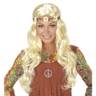 Blond lång hippie peruk