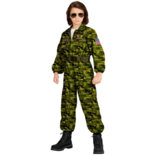 Fighter Pilot Barndräkt Mörkgrön