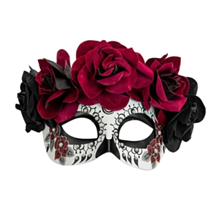 Día de los Muertos Ögonmask Vinröd