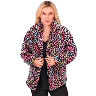 80-tal Leopard Pälsjacka Flerfärgad