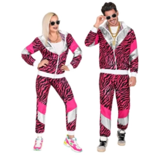 80-tal Träningsoutfit Maskeraddräkt Rosa Tigertryck