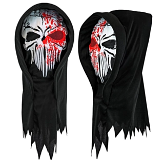 Blodig Reaper Mask Huva Svart