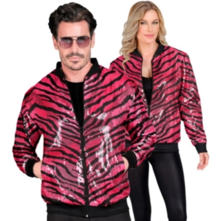Zebra Paljett Bomberjacka Rosa