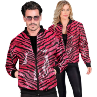 Zebra Paljett Bomberjacka Rosa