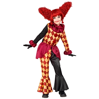 Rutig Horror Clown Barndräkt Röd/Svart
