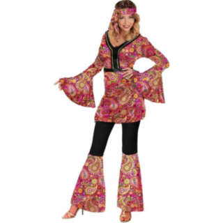 Rosa Hippietjej Maskeraddräkt
