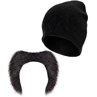 Biker Mustasch & Mössa Svart